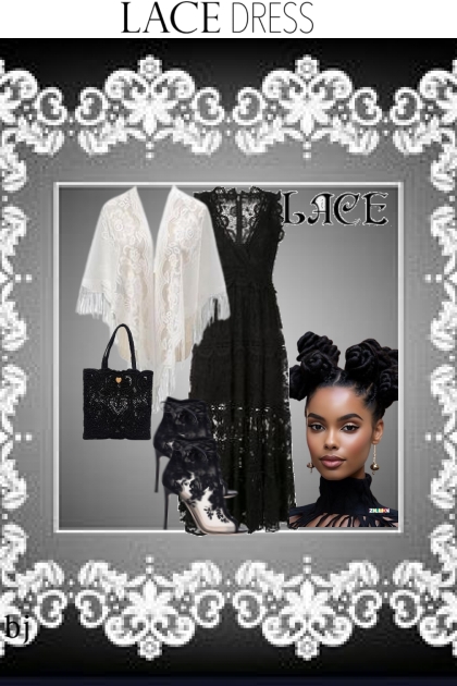 Black Lace Dress- Combinazione di moda