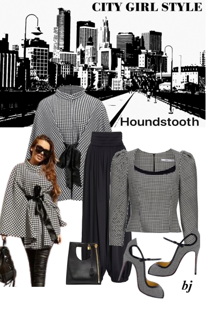 Houndstooth--City Girl Style- combinação de moda
