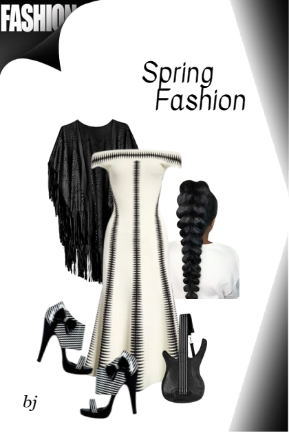 March Into Spring in Black and White- Combinazione di moda