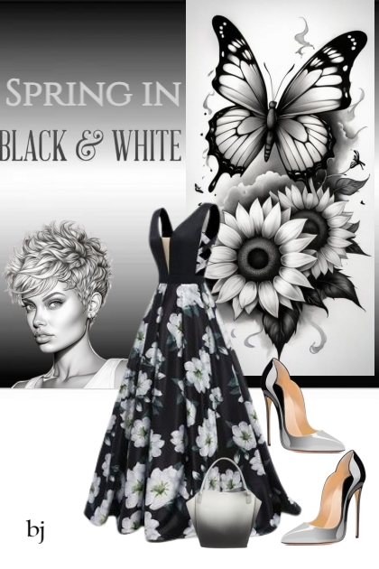 Spring in Black and White- combinação de moda