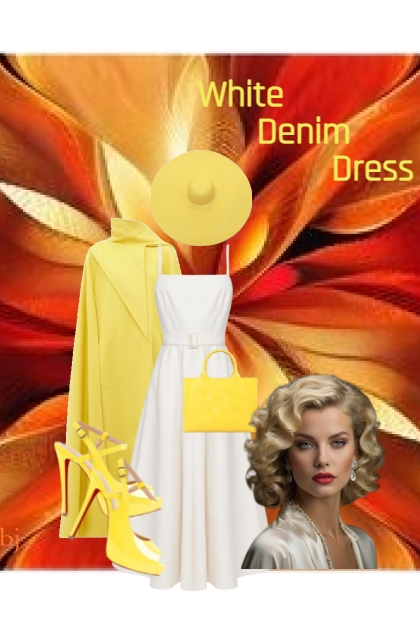 White Denim Dress- combinação de moda