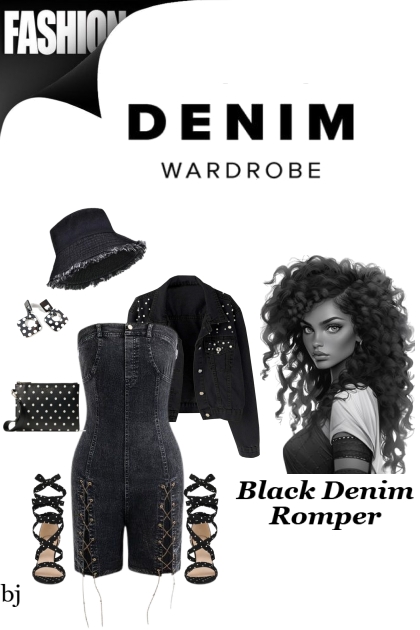 Black Denim Romper- Fashion set