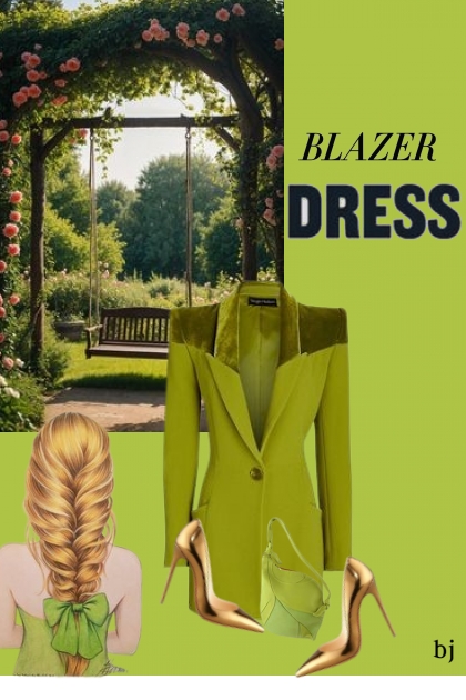 Green Blazer Dress- Fashion set