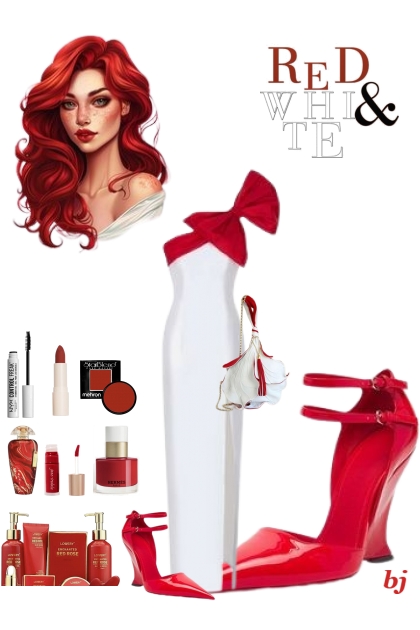 Red, White Dress with Bow- Combinazione di moda