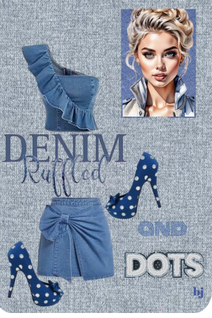 Denim Ruffled and Dots- Fashion set