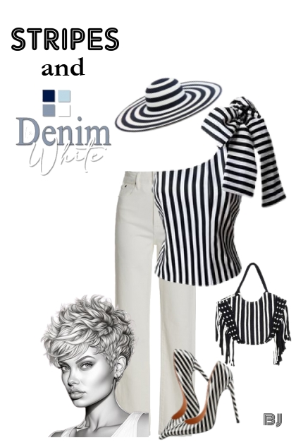 Stripes and Denim White- Combinazione di moda