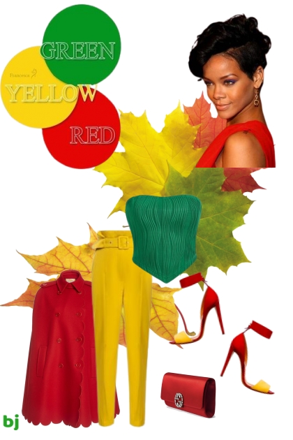 Green, Yellow, Red Autumn- Combinazione di moda