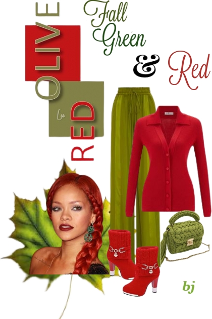 Fall Green and Red- combinação de moda