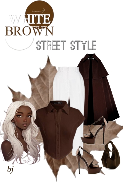 White and Brown Street Style- combinação de moda