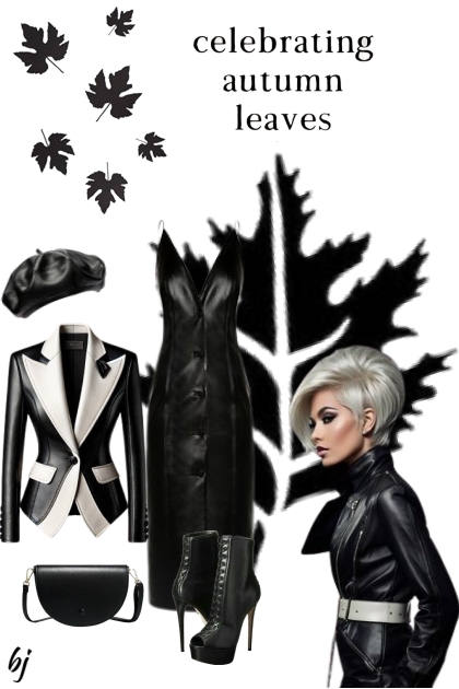 Celebrating Autumn Leaves in Black and White- Fashion set