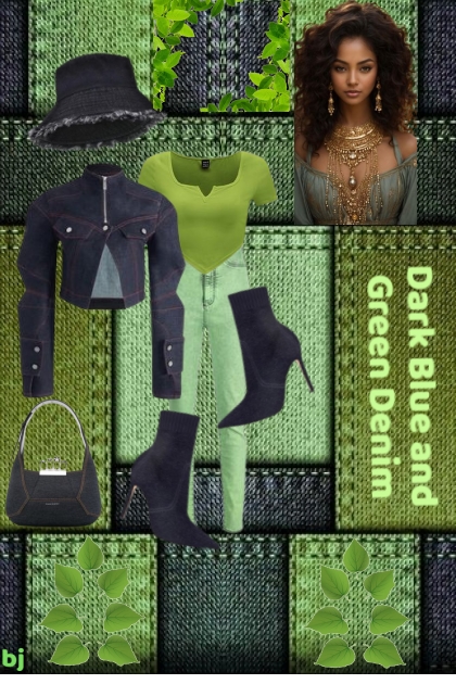 Dark Blue and Green Denim- Fashion set