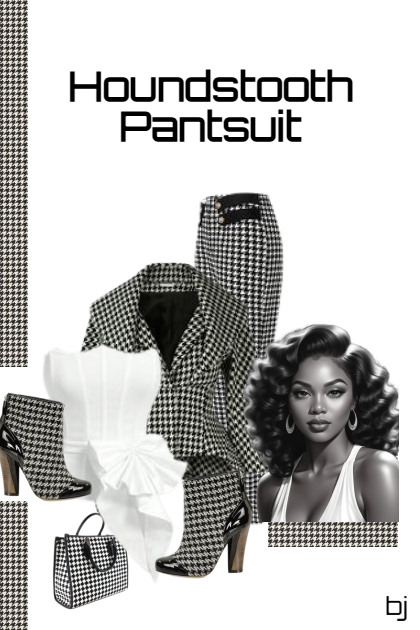 Houndstooth Pantsuit- combinação de moda