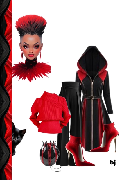 Red and Black Outfit- Modna kombinacija