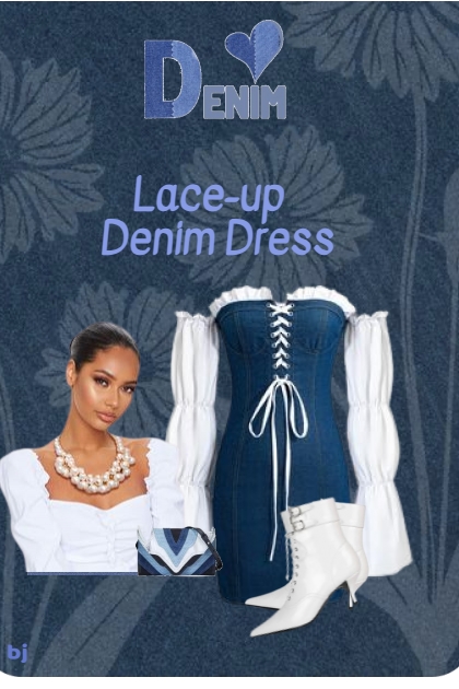 Lace-Up Denim Dress- Fashion set