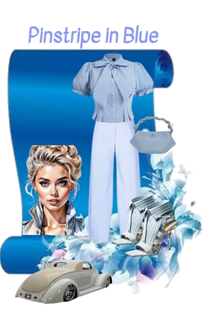 Blue Pinstripe Pants and Shoes