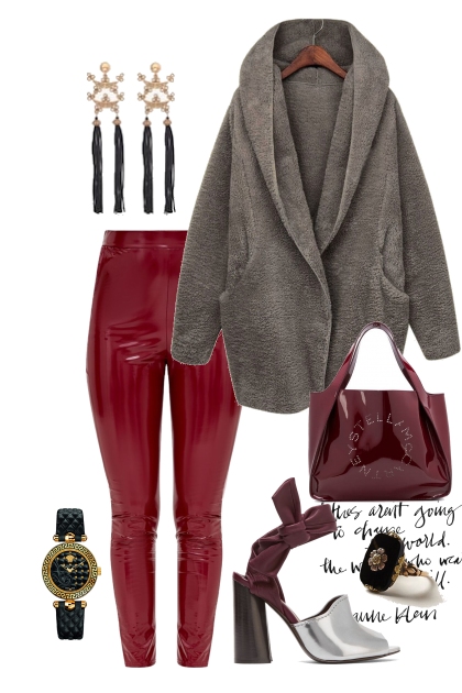 red leather- combinação de moda
