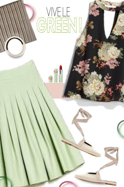 Green Skirt- combinação de moda