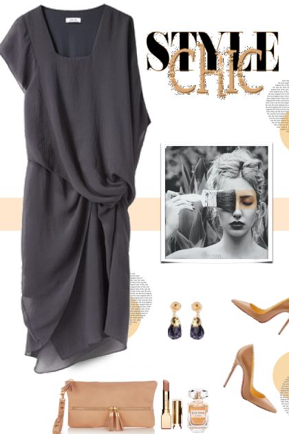 Grey Dress- combinação de moda