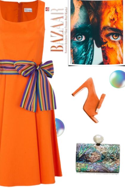 Orange Dress- combinação de moda