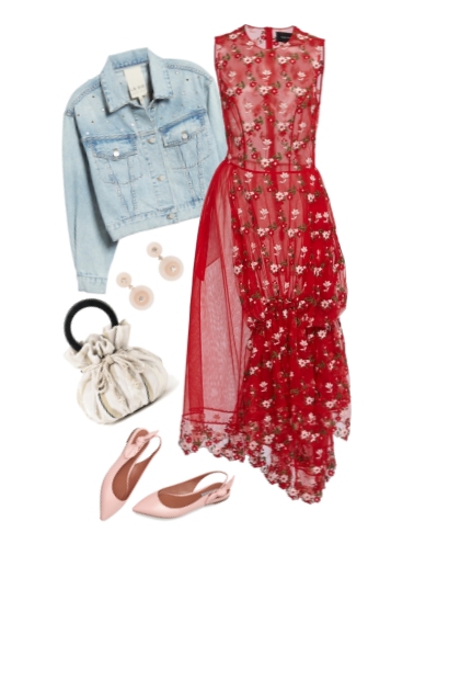 casual life of flowered dress- Combinazione di moda