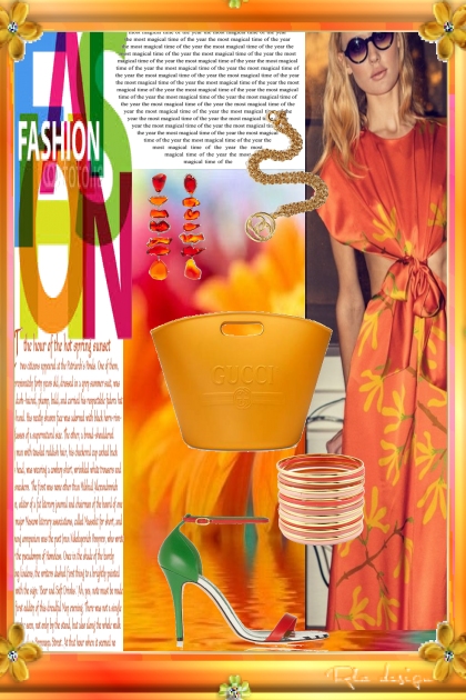 orange summer dress- Fashion set