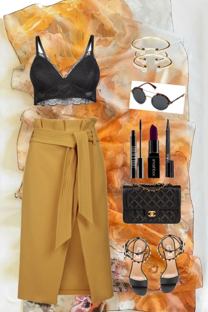 Mustard skirt- Combinazione di moda