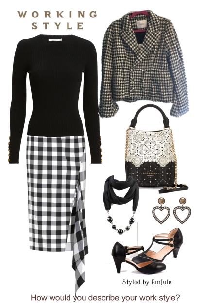Black and White Working Style- combinação de moda