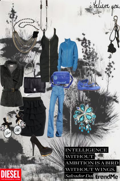 Blue dark- Combinazione di moda