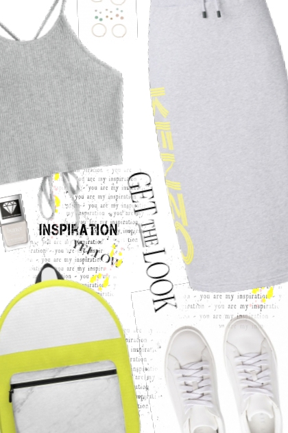 OOTD Yellow grey skirt- combinação de moda