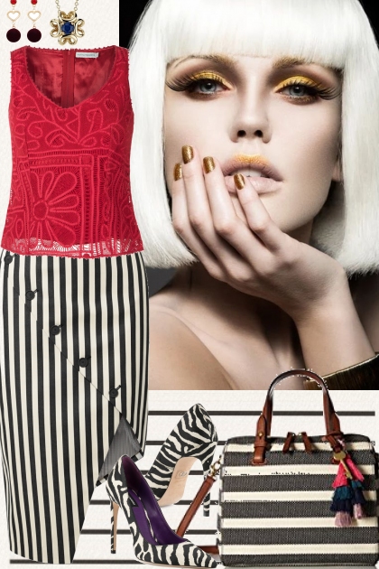 Black Stripes With Pops Of Red!- コーディネート