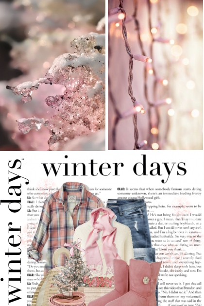 Glistening pink winter days- Fashion set