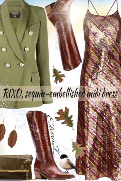 RIXO, sequin-embellished midi dress 