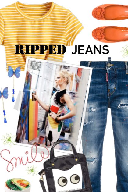 Ripped Jeans in Summer- Combinazione di moda
