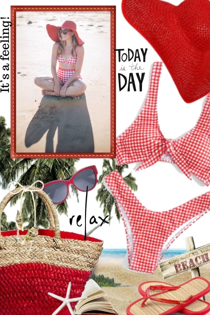 Red Gingham Swimsuit- Fashion set