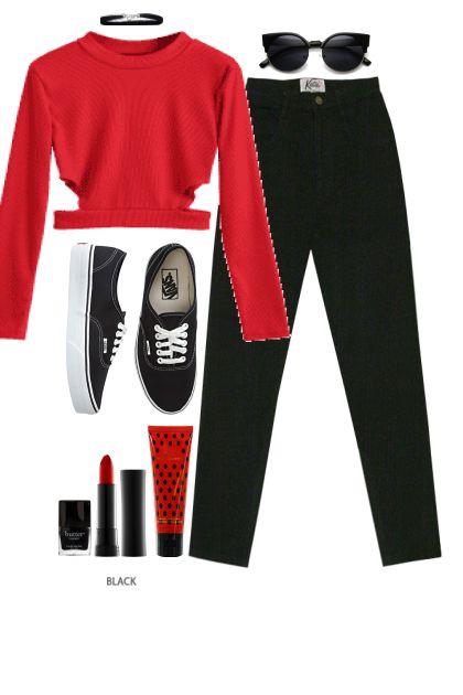 black and red- combinação de moda