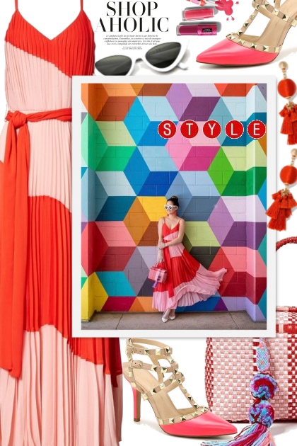 Colorblock Pleat Maxi Dress- Kreacja