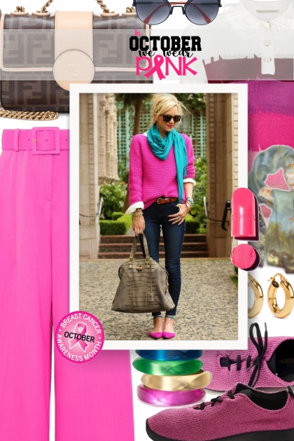 In October We Wear Pink - Breast Cancer Awareness- combinação de moda