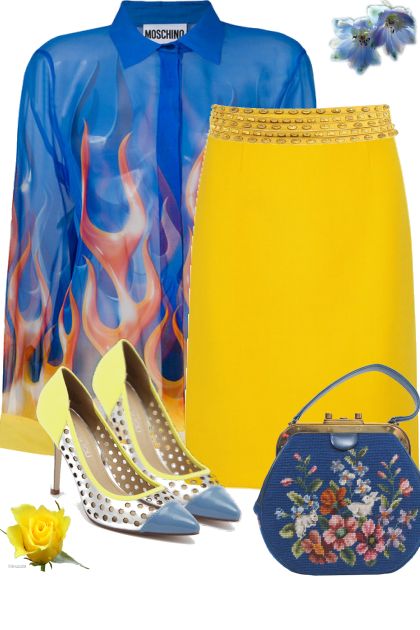 yellow and blue- combinação de moda