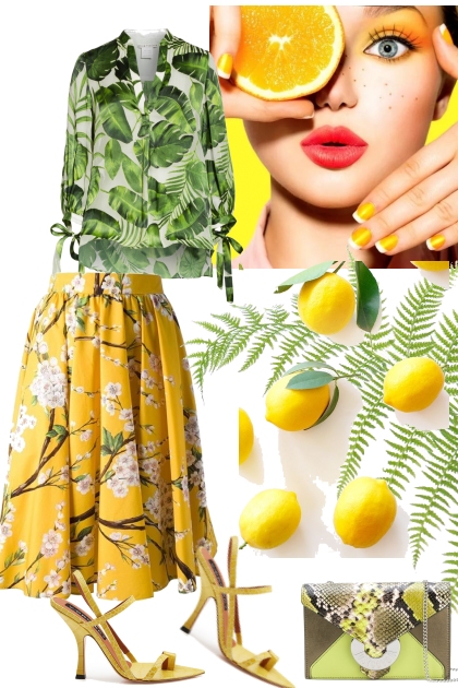 Pattern Mix in Green & Yellow- Modna kombinacija