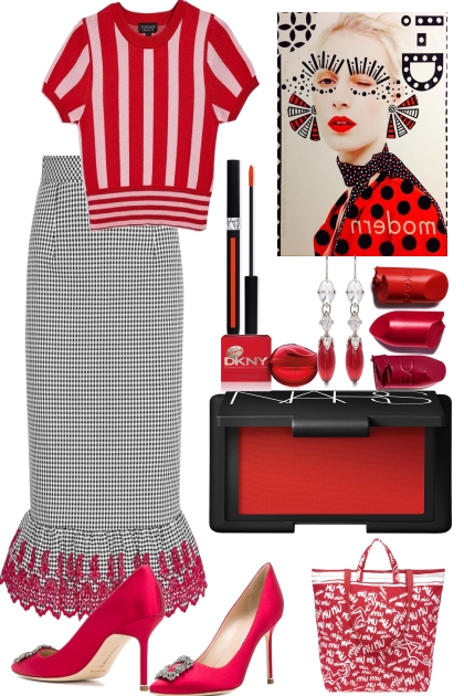 PATTERN MIX WITH RED- Fashion set