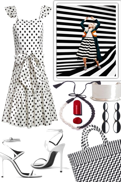 Black & White, only the Lips are red- Fashion set