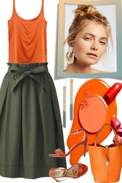 Fresh style with orange- Combinaciónde moda