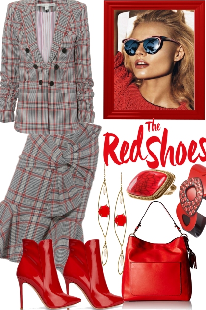 Red Shoes in the Office- Modna kombinacija
