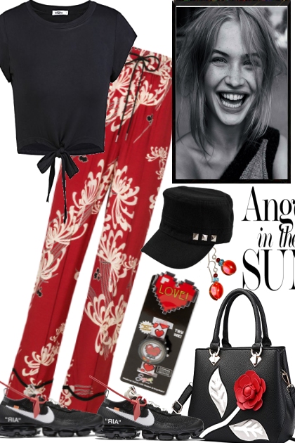 EASY STYLE IN BLACK AND RED- combinação de moda