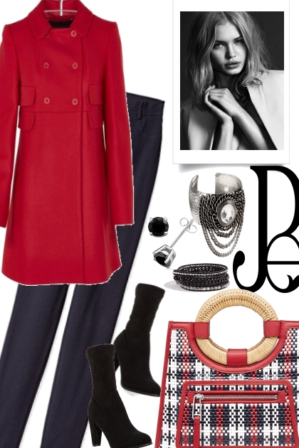 Red coat for fall- Modna kombinacija