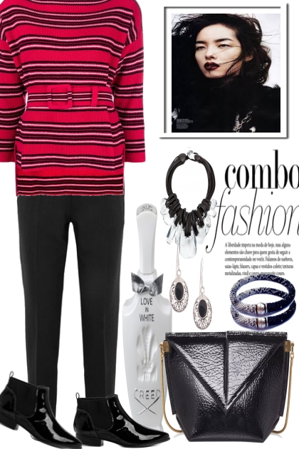 RED SWEATER AND BLACK- combinação de moda