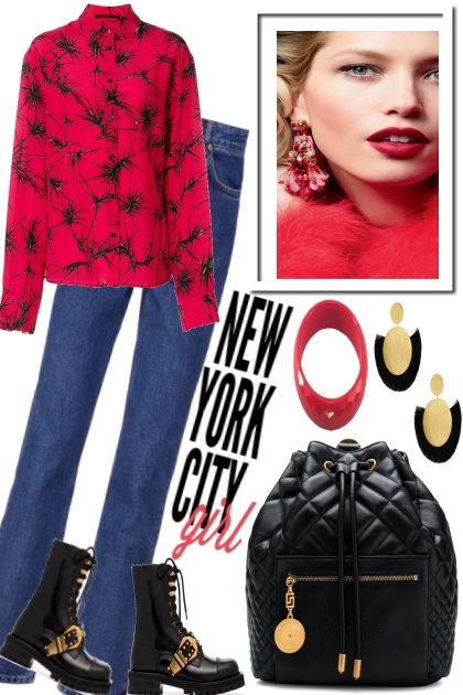 JEANS WITH RED- Combinazione di moda