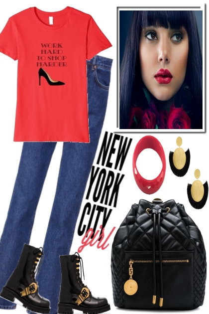 RED SHIRT, BLACK SHOES- Combinaciónde moda