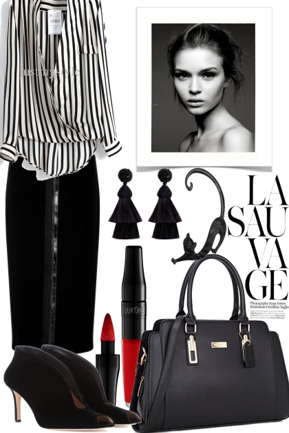 RED LIPS FOR BALCK AND WHITE- Fashion set