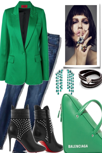 GREENS FOR JEANS- Fashion set